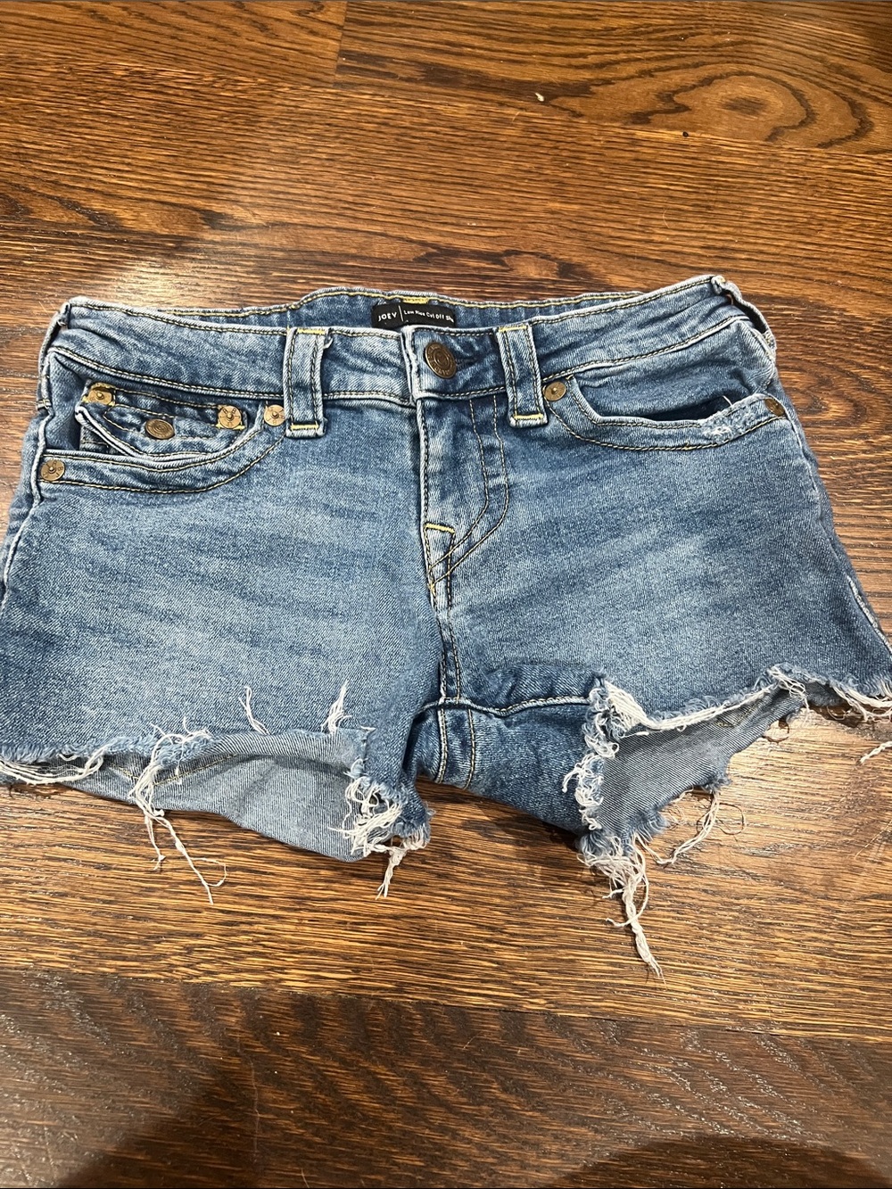 True Religion Light Blue Distressed Denim Cutoff Shorts